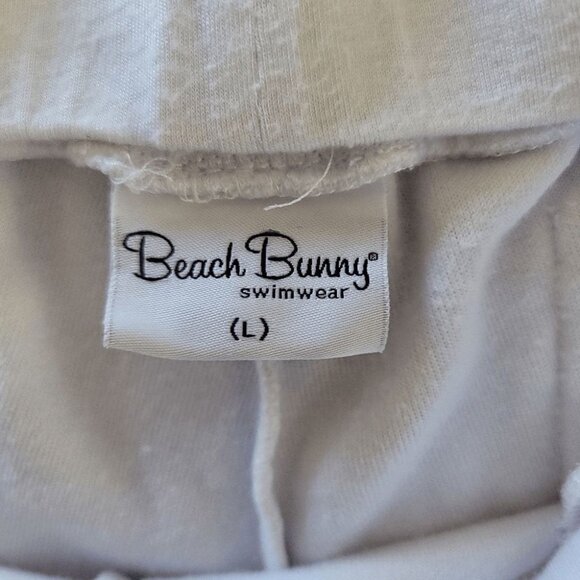 beach bunny rare white swim shorts cover up terry sequined pockets size L - Picture 4 of 5